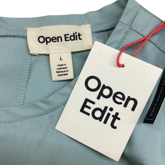 NWT Open Edit Teal Mist Cold Shoulder Long Sleeve Blouse -Women's Size Large - Picture 4 of 8